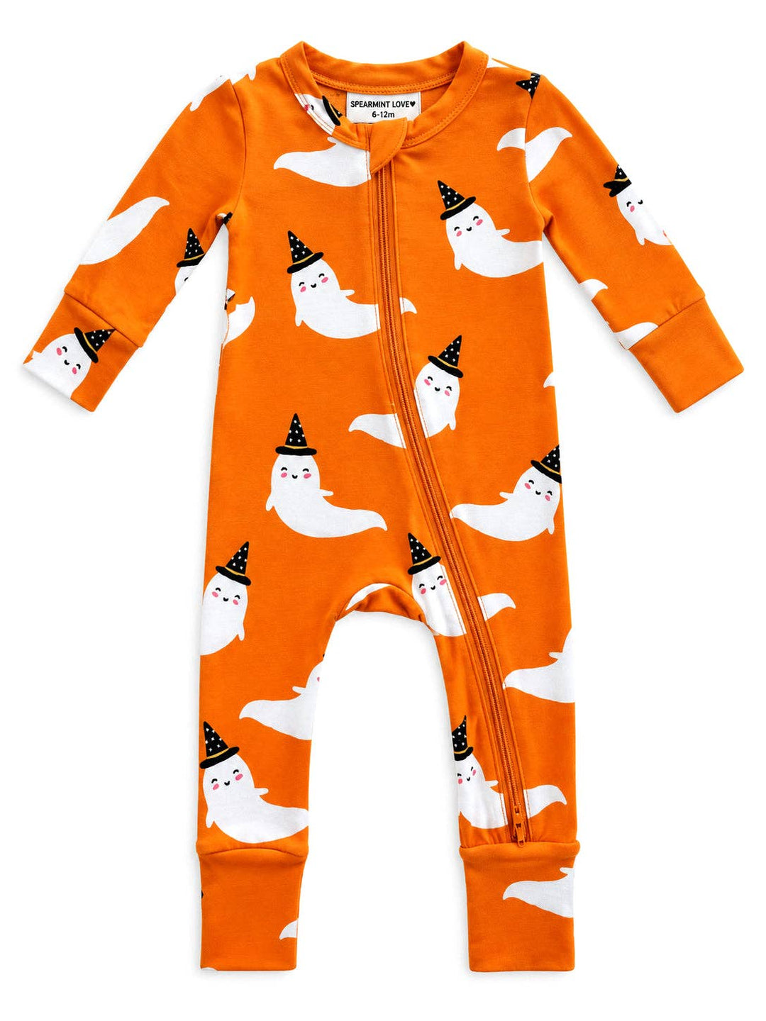 2-Way Convertible Zip Romper, Orange Ghost