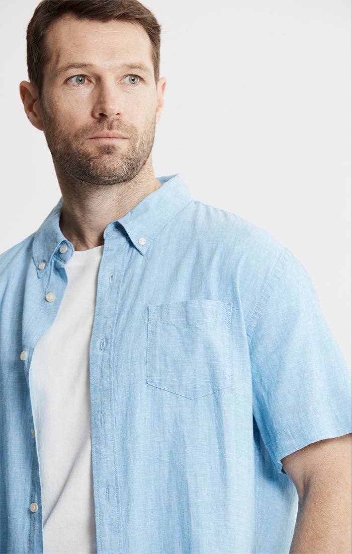 Cotton Linen Blend Short Sleeve Shirt