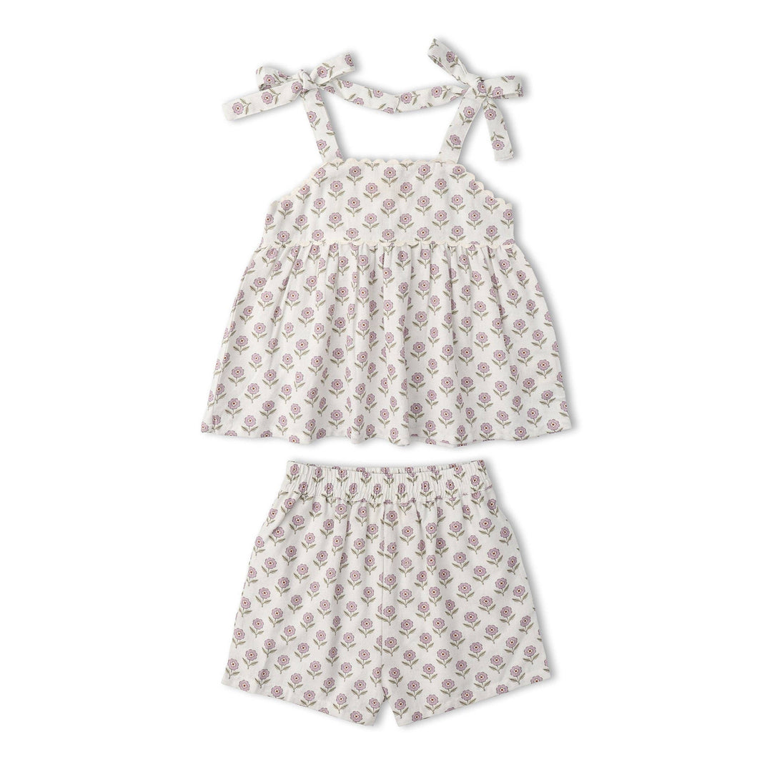 Organic Tie Up Top & Shorts Set - Lavender
