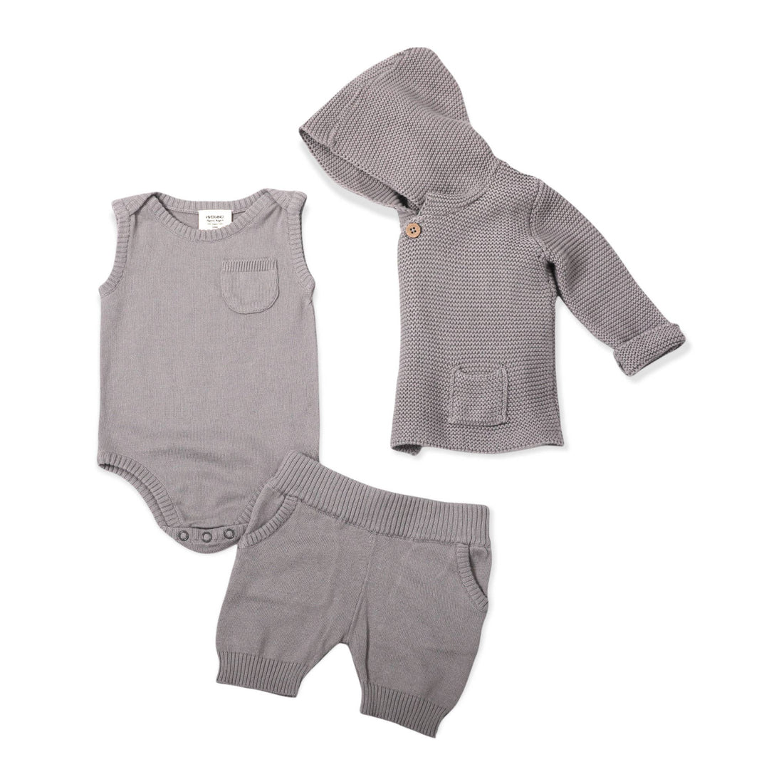 Milan Pastel Hooded Sweater Knit Baby Jacket (Organic Cotton