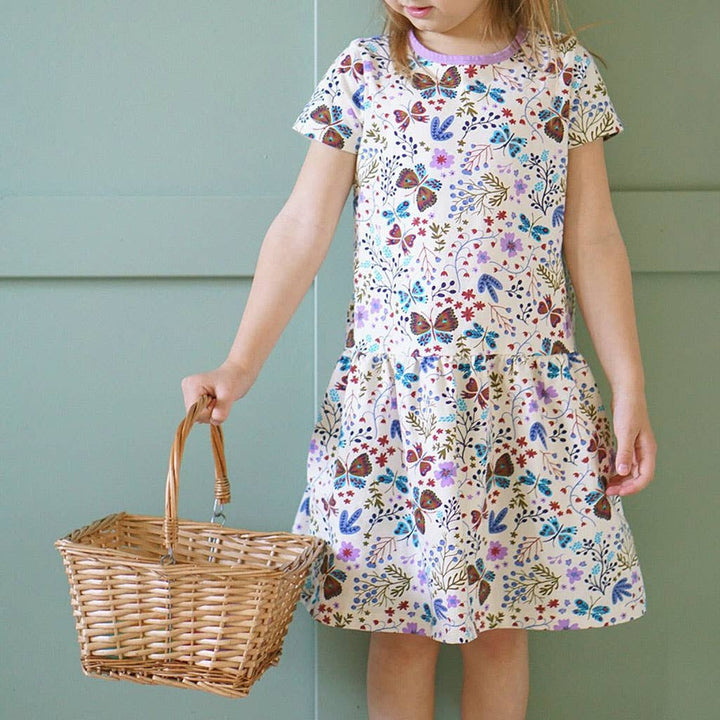 Girls Organic Cotton Short Sleeve Drop Waist Dress