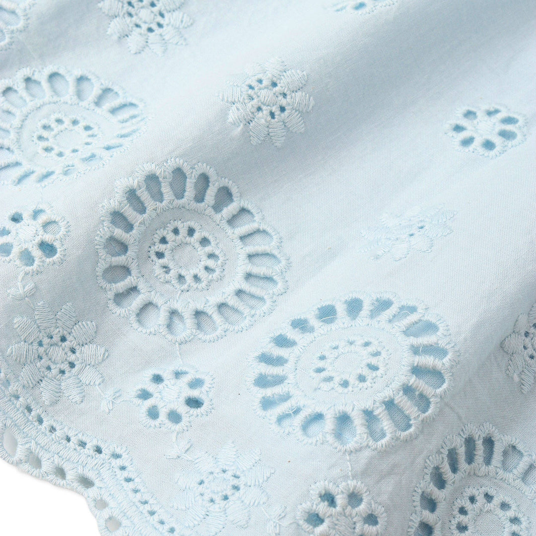 Organic Eyelet Top And Pant Set - Light Blue Eyelet