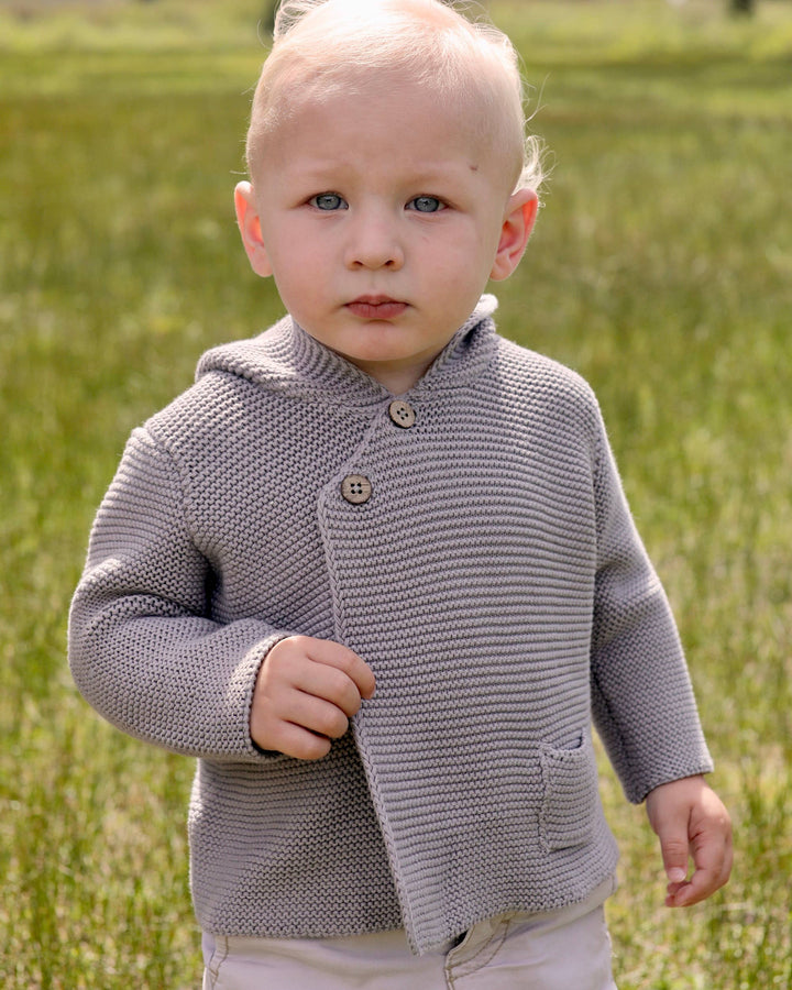 Milan Pastel Hooded Sweater Knit Baby Jacket (Organic Cotton