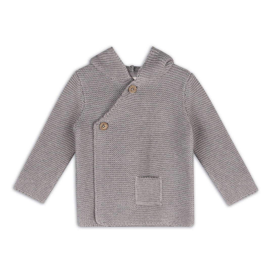 Hooded Button & Pocket Sweater Knit Baby Jacket (Organic)