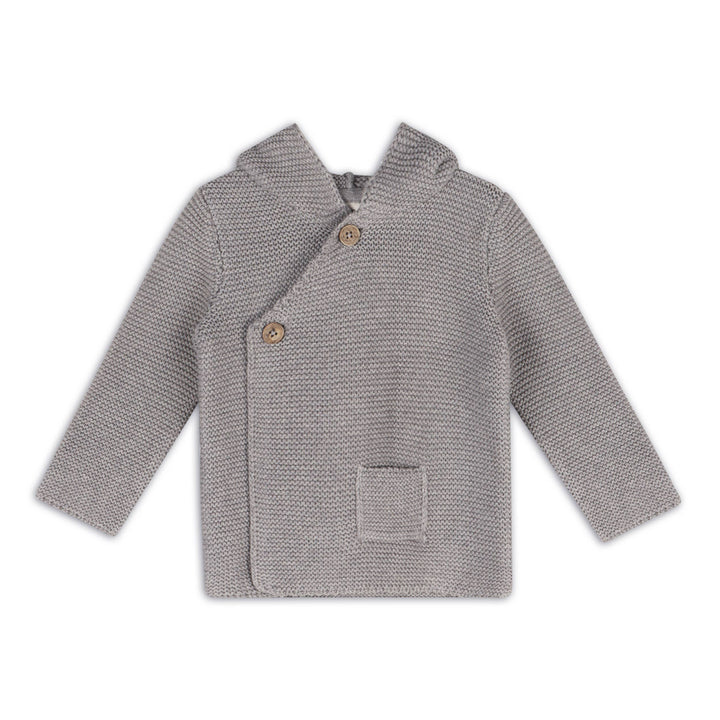 Hooded Button & Pocket Sweater Knit Baby Jacket (Organic)