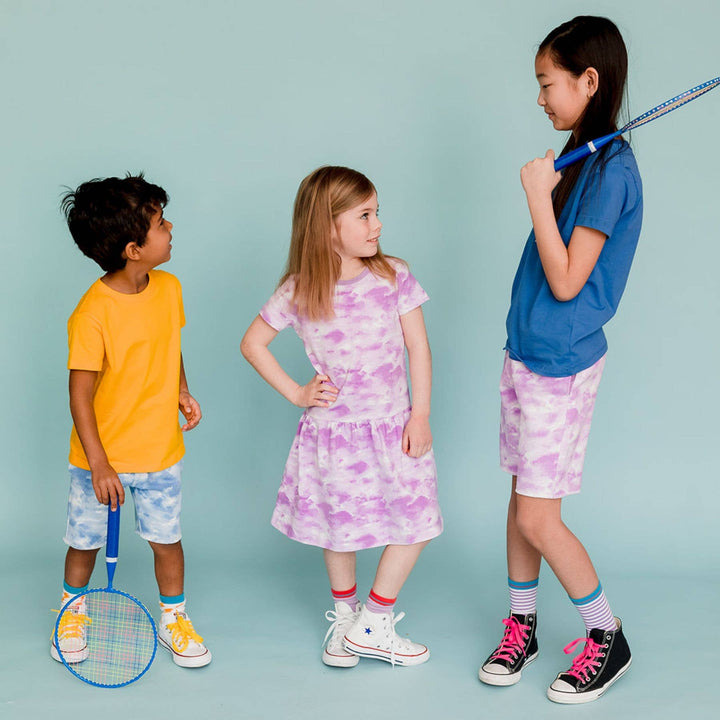 Girls Organic Cotton Short Sleeve Drop Waist Dress