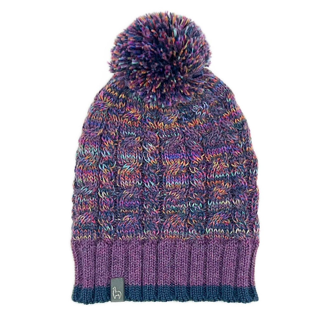 Kid's Alpaca Beanie Hat - Braided - Violet Vortex