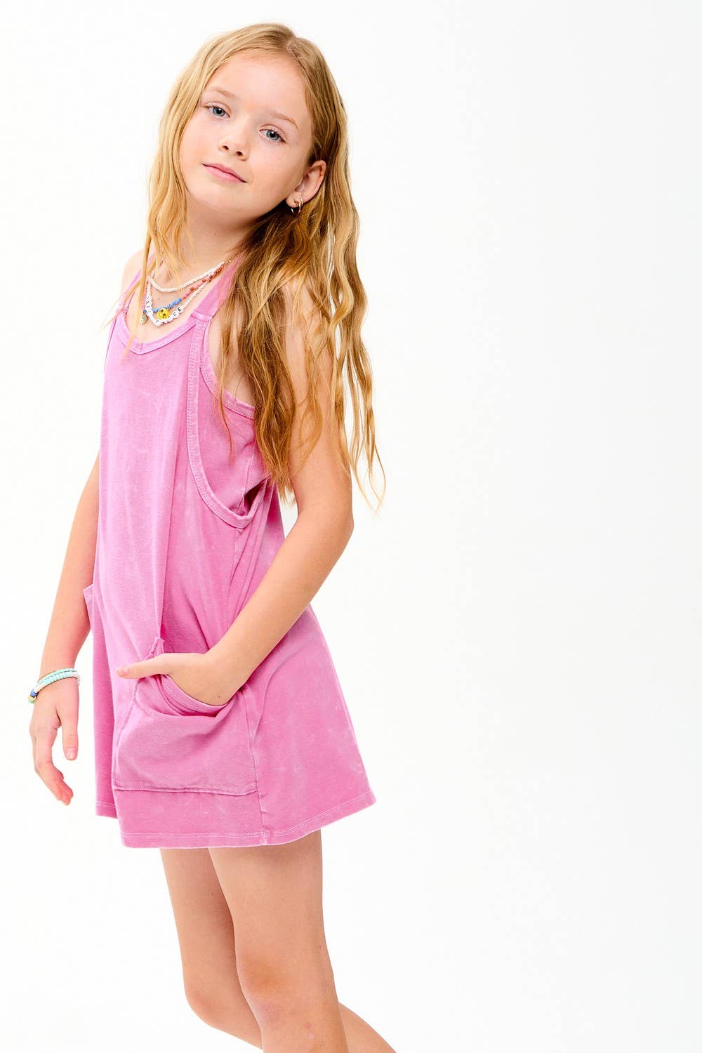 Mineral Washed Dress with Built-in Romper Lining