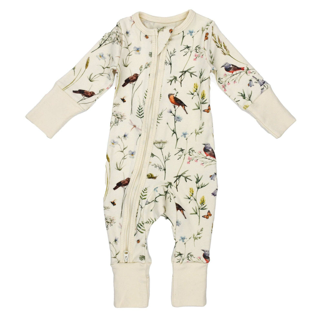 Organic Cotton Baby Pajamas 2-Way Zip Front Zipper Sleeper, Finch