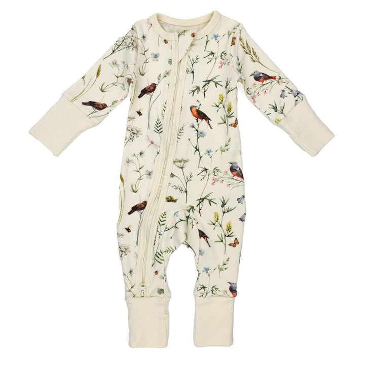 Organic Cotton Baby Pajamas 2-Way Zip Front Zipper Sleeper, Finch