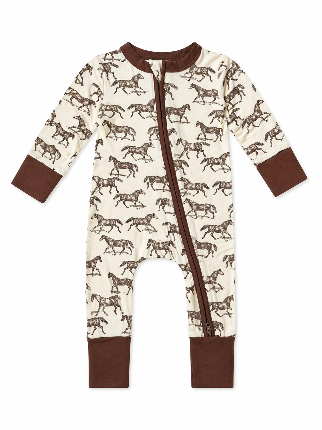 2-Way Zip Romper, Wild Mustang