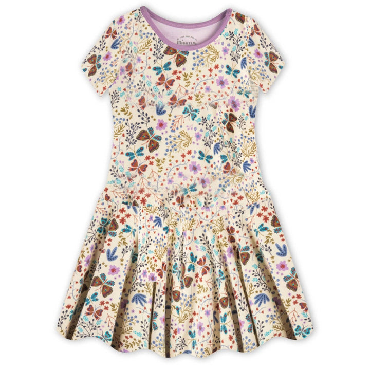 Girls Organic Cotton Short Sleeve Drop Waist Dress