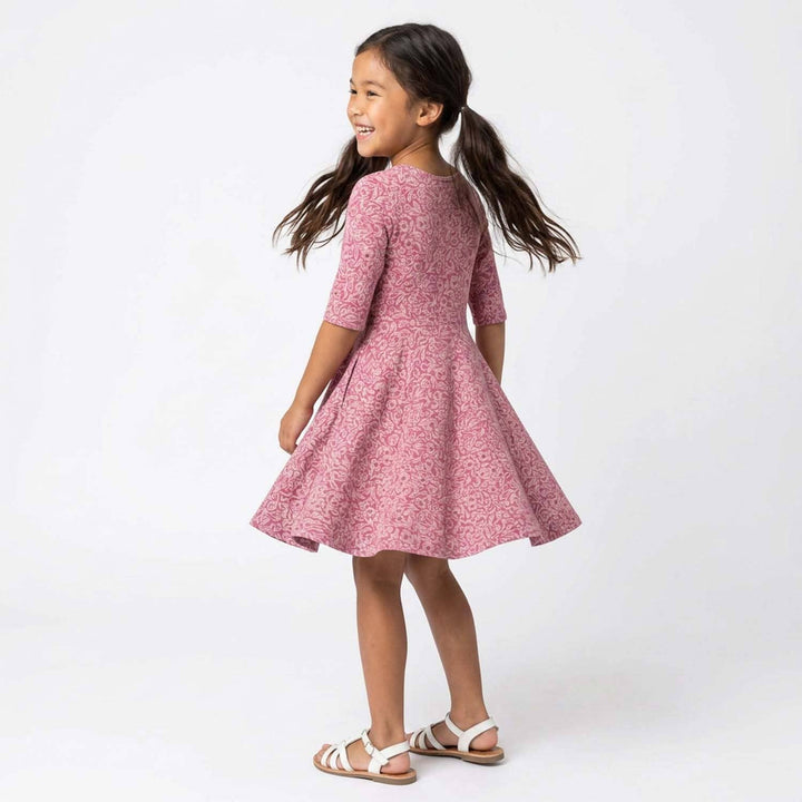 Girls Organic Cotton Short Sleeve Twirl Dress: Rose Cottage