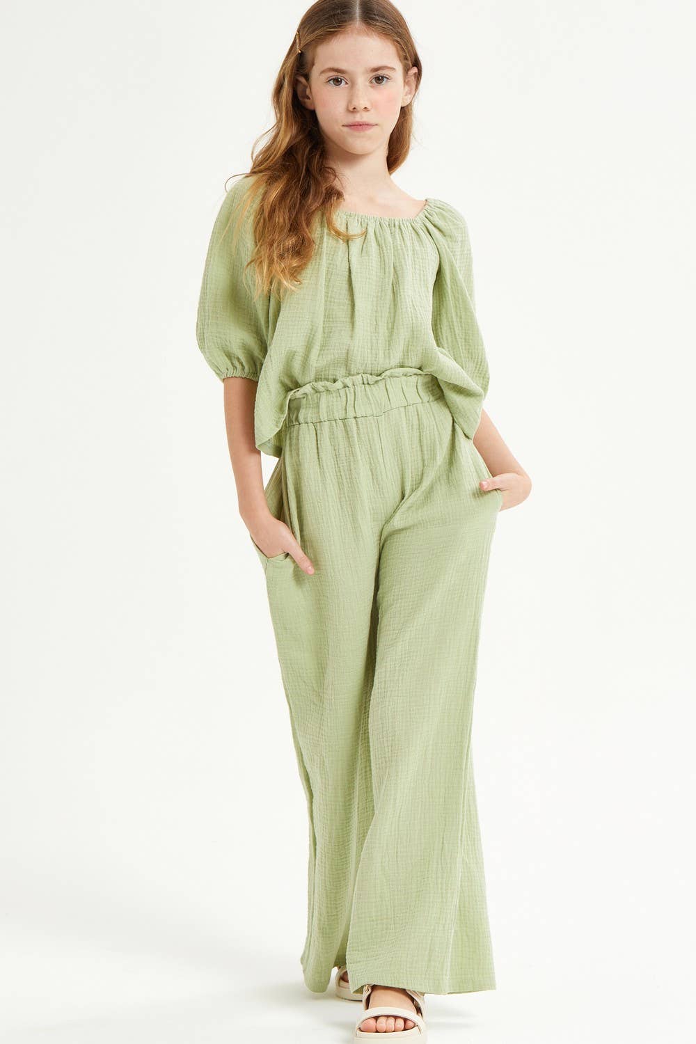 Wide Legs Cotton Gauze Pants