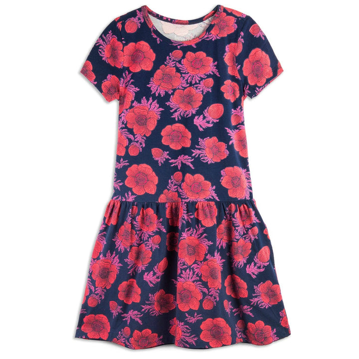 Girls Organic Cotton Short Sleeve Drop Waist Dress