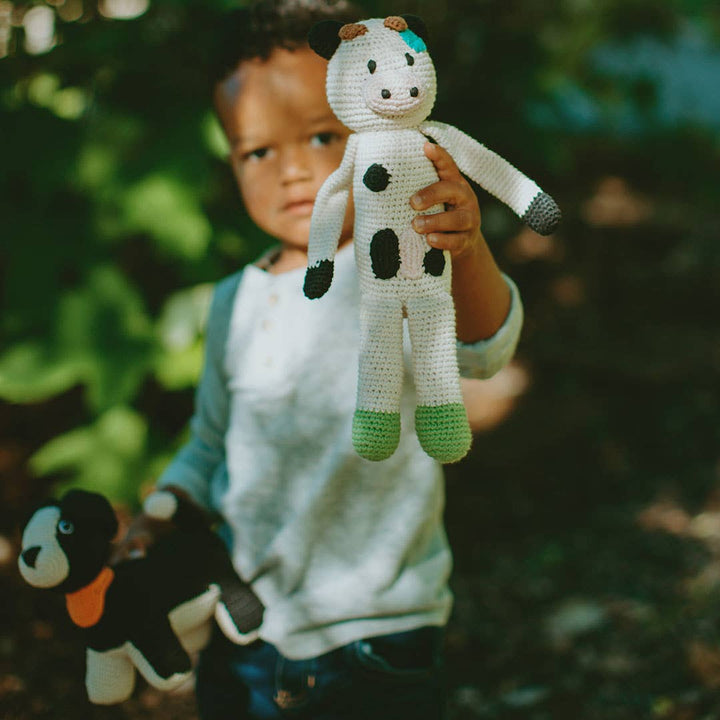 Cuddly Cow Plush Toy - Handmade Organic Cotton Crochet