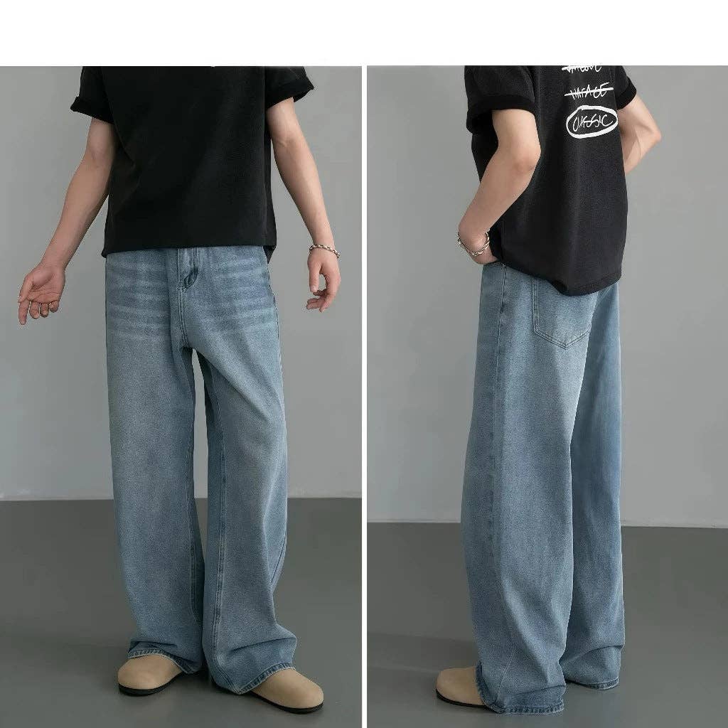 Vintage Wide-Leg Denim Pants for Men