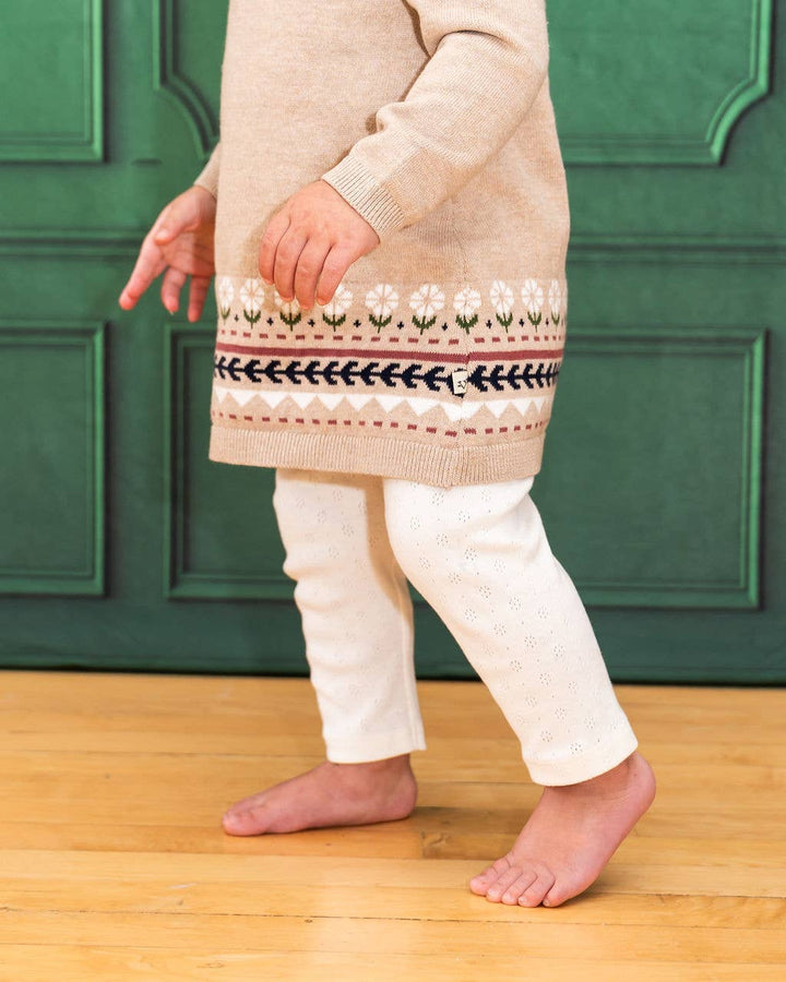 Fair Isle Baby Girl Sweater Knit Dress (Organic Cotton)