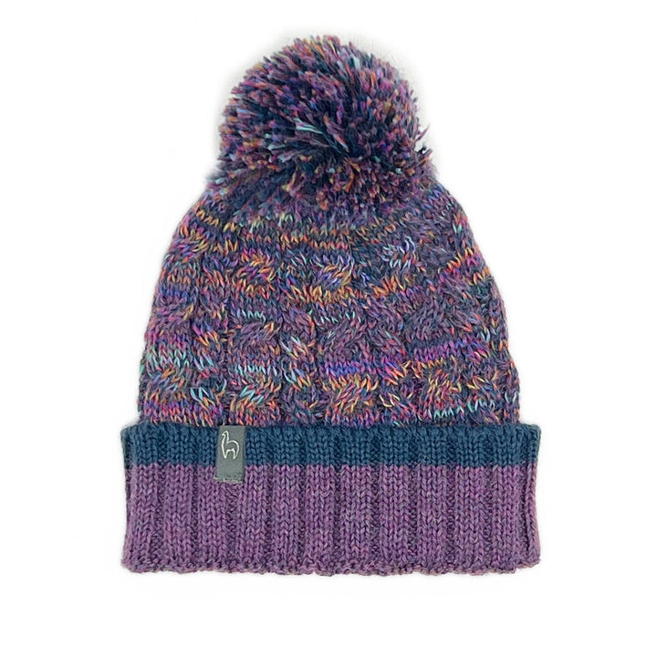 Kid's Alpaca Beanie Hat - Braided - Violet Vortex
