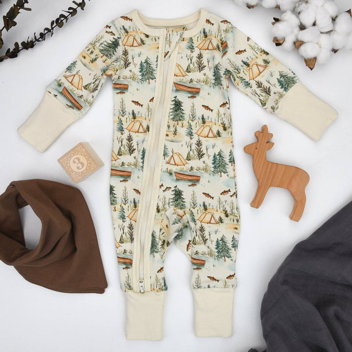 Organic Cotton Baby Pajamas 2-Way Zip Front Zipper Sleeper, Everett