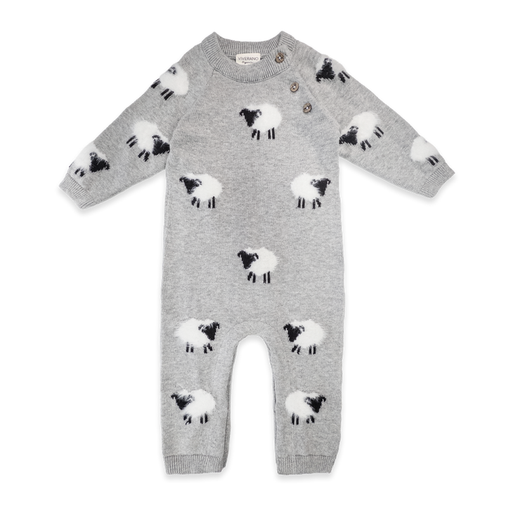 Furry Sheep 3D Jacquard Sweater Knit Baby Jumpsuit (Organic)