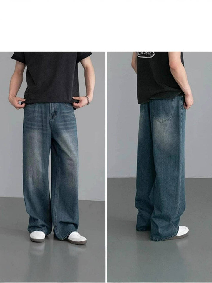 Vintage Wide-Leg Denim Pants for Men