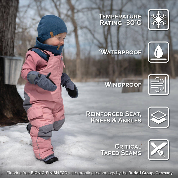 Dusty Pink | Kids Snow Overalls