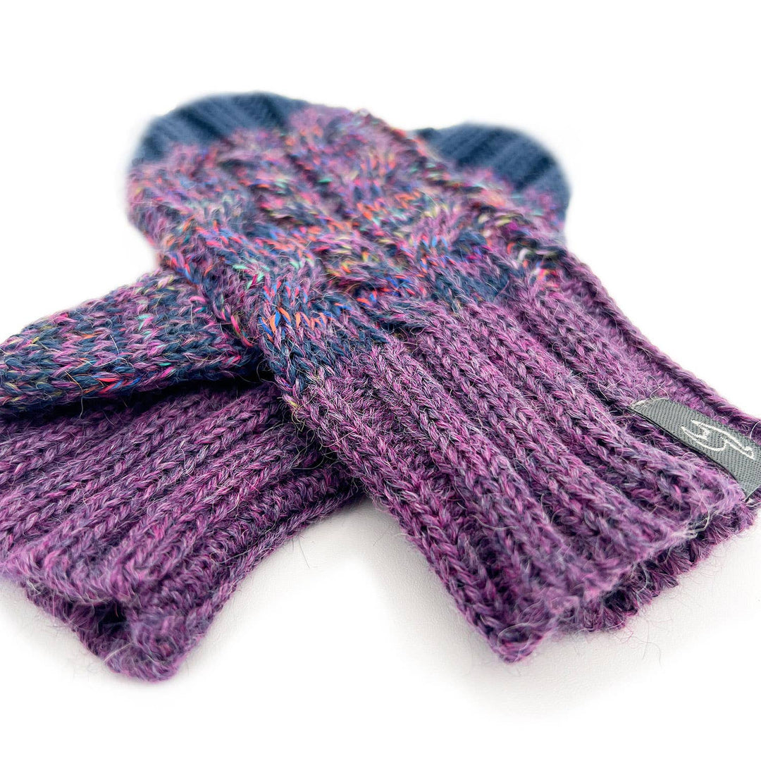Kid's Alpaca Gloves - Braided - Violet Vortex