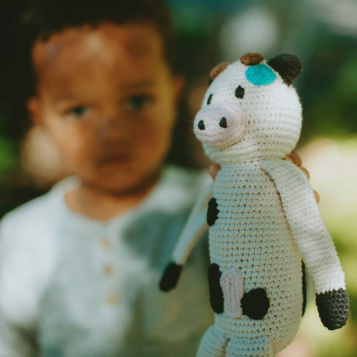 Cuddly Cow Plush Toy - Handmade Organic Cotton Crochet