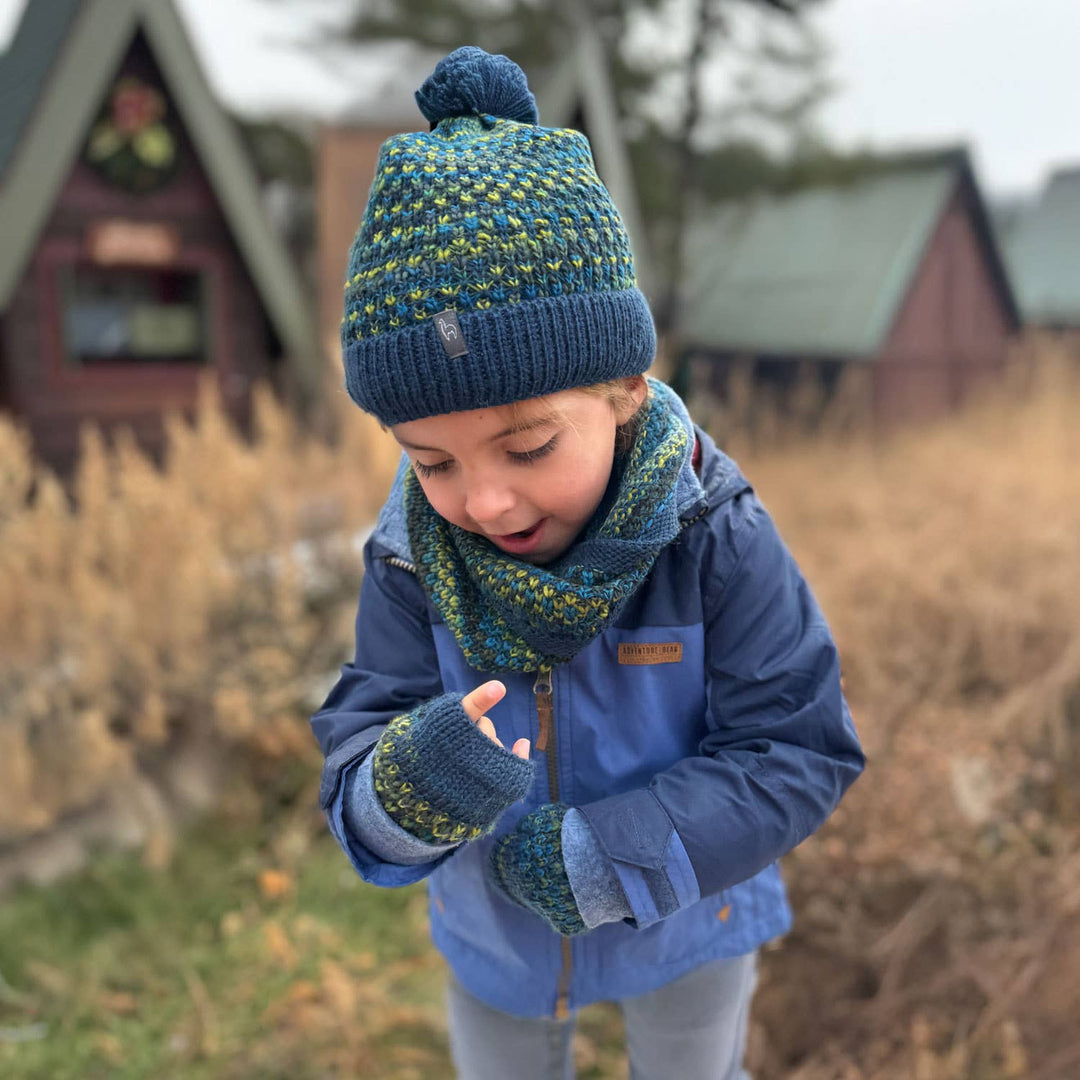Kid's Alpaca Gloves - Speckle - Bluefish