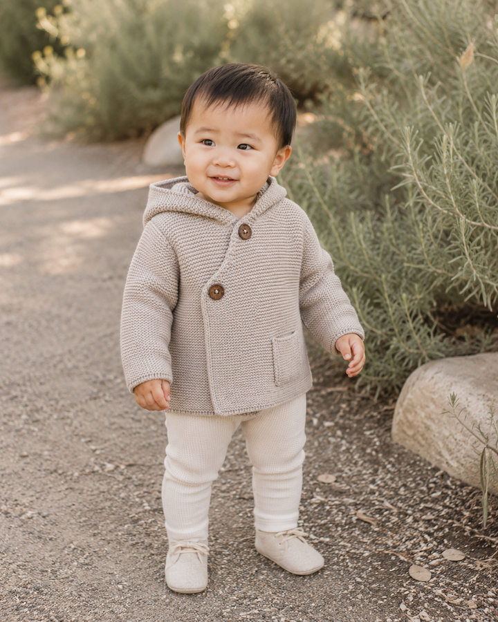 Hooded Button & Pocket Sweater Knit Baby Jacket (Organic)