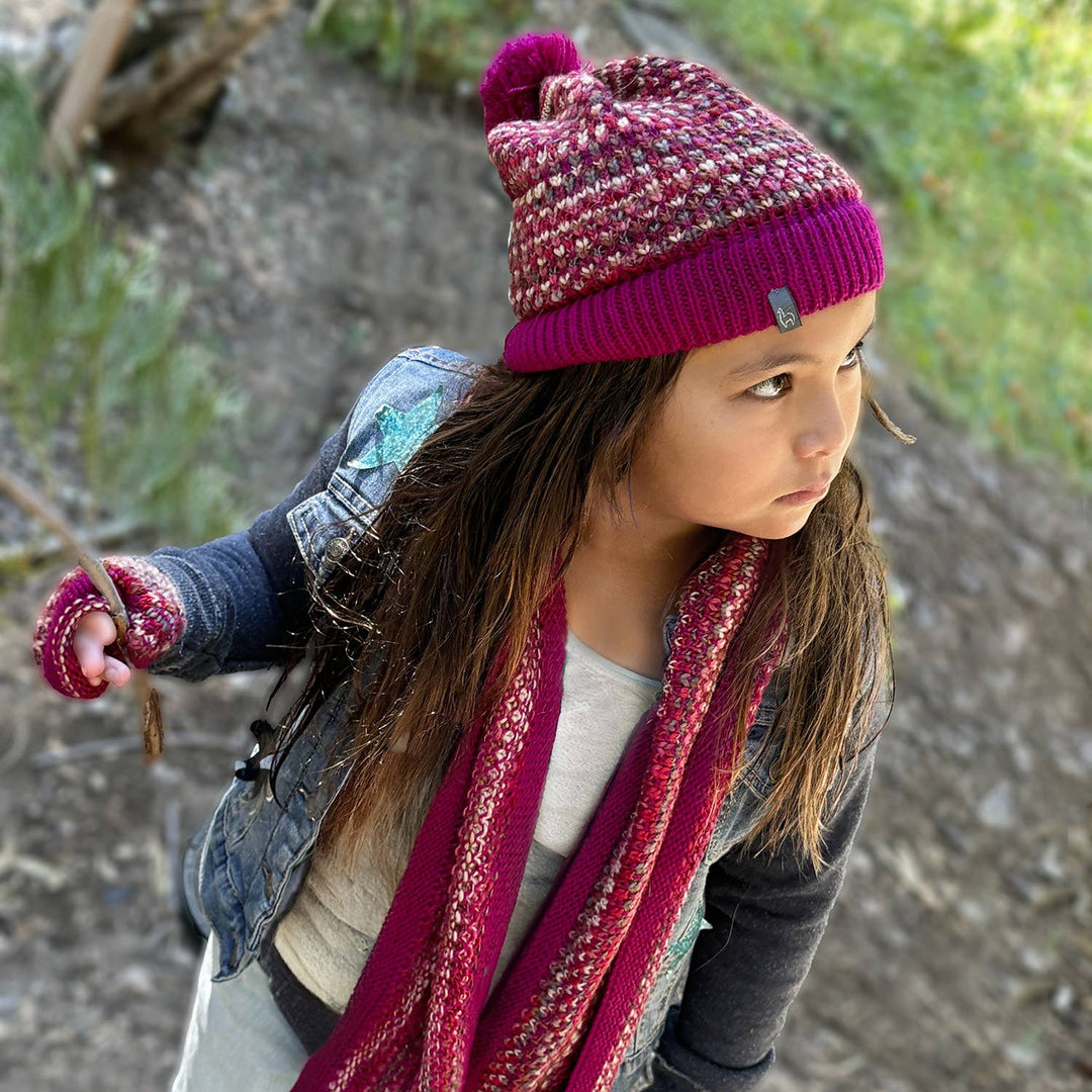 Kid's Alpaca Gloves - Speckle - Pink Punch