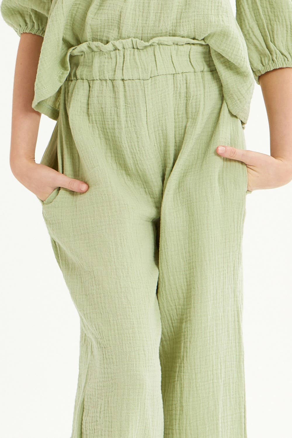Wide Legs Cotton Gauze Pants