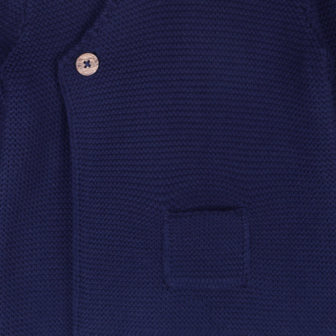 Hooded Button & Pocket Sweater Knit Baby Jacket (Organic)