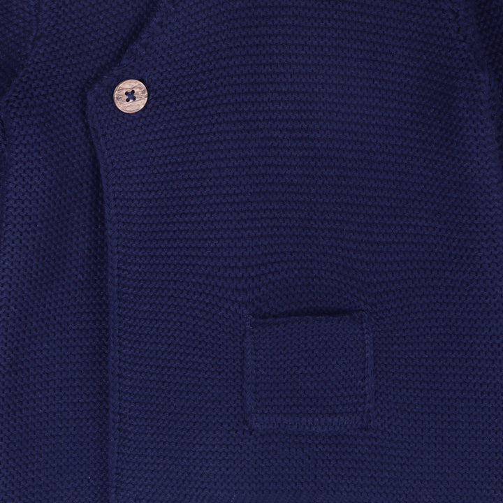 Hooded Button & Pocket Sweater Knit Baby Jacket (Organic)