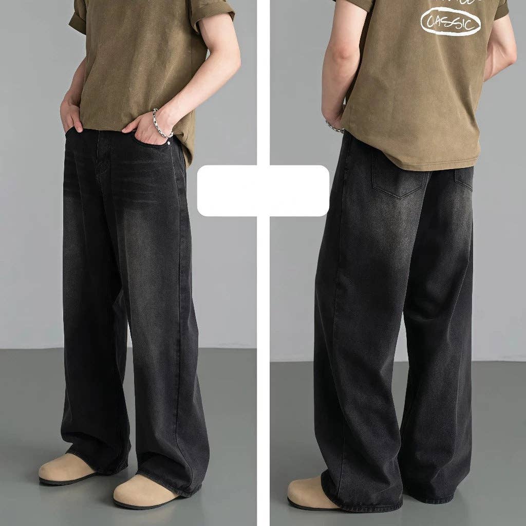 Vintage Wide-Leg Denim Pants for Men