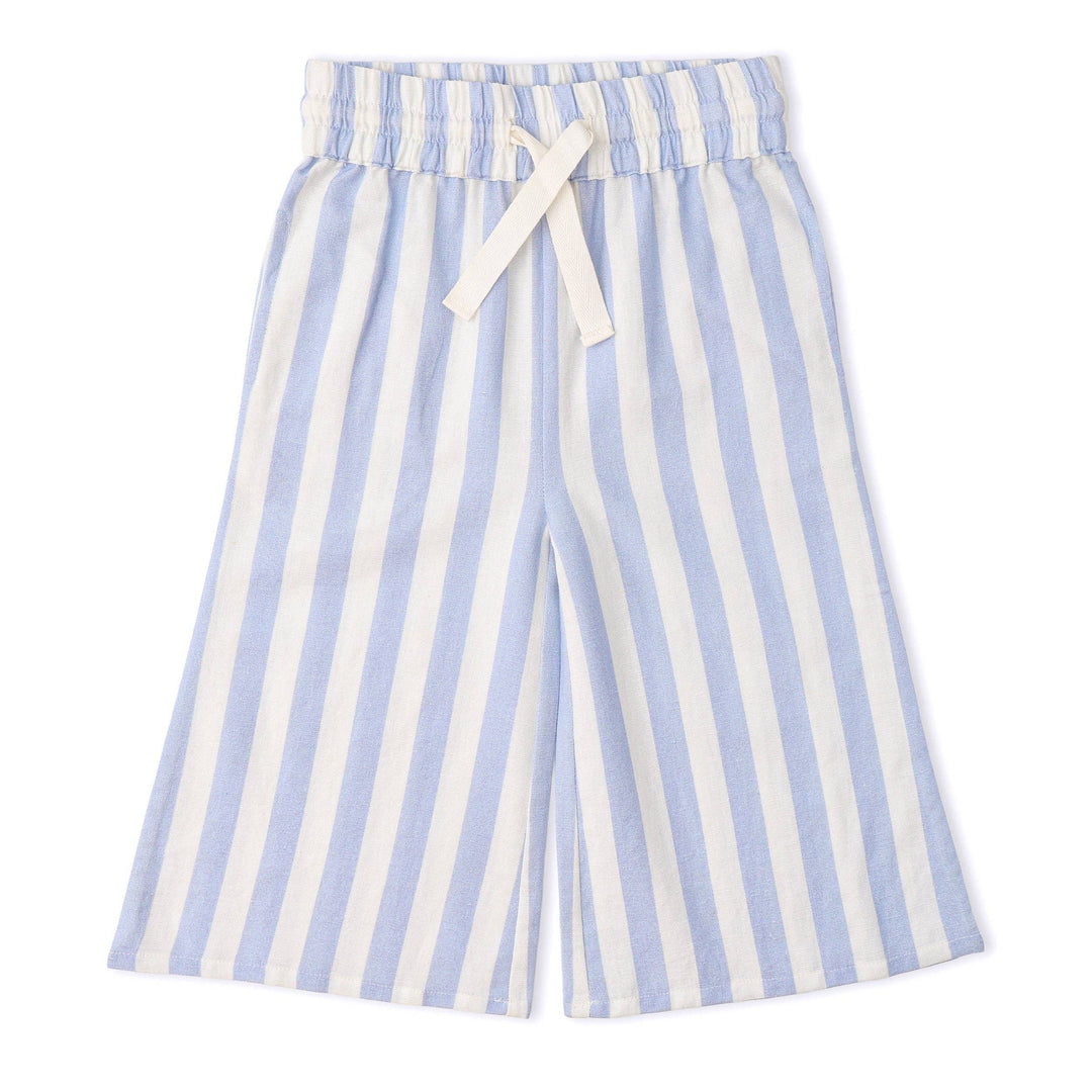 Organic Ruffle Top & Pants Set - Blue Stripes