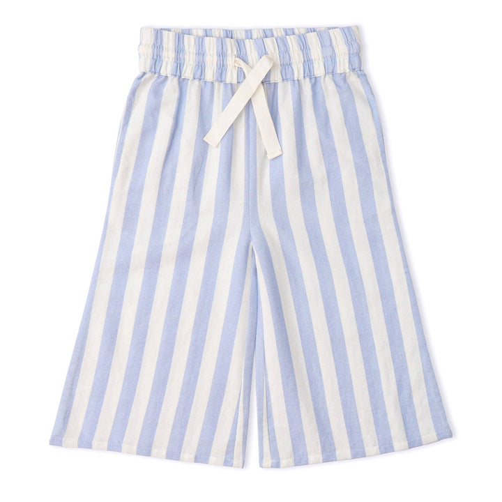 Organic Ruffle Top & Pants Set - Blue Stripes