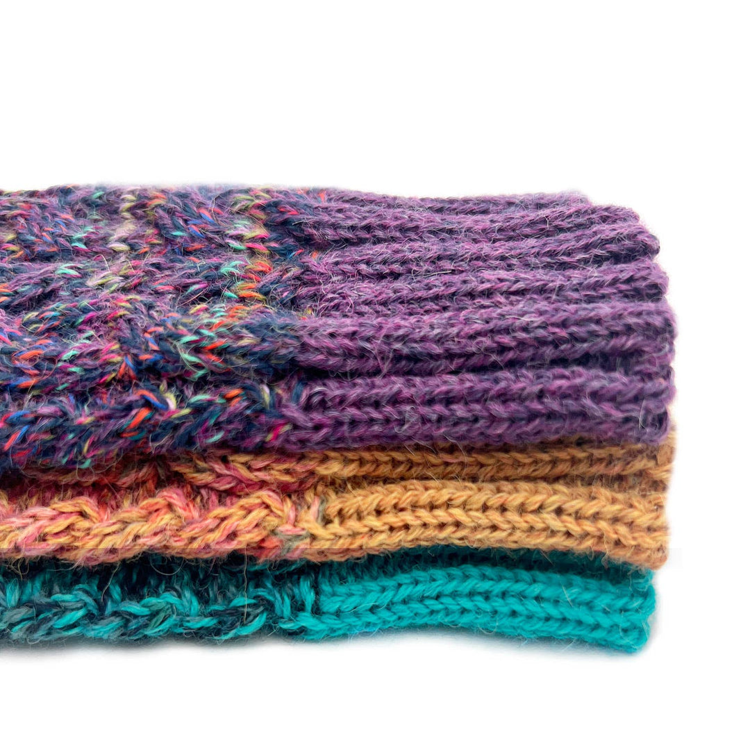 Kid's Alpaca Gloves - Braided - Violet Vortex