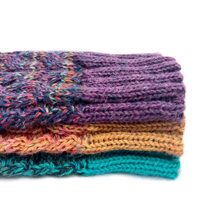Kid's Alpaca Gloves - Braided - Violet Vortex