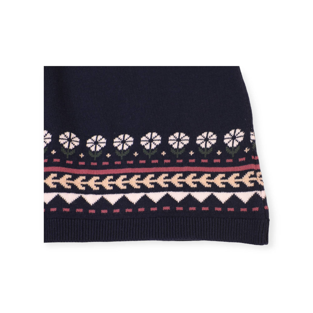 Fair Isle Baby Girl Sweater Knit Dress (Organic Cotton)