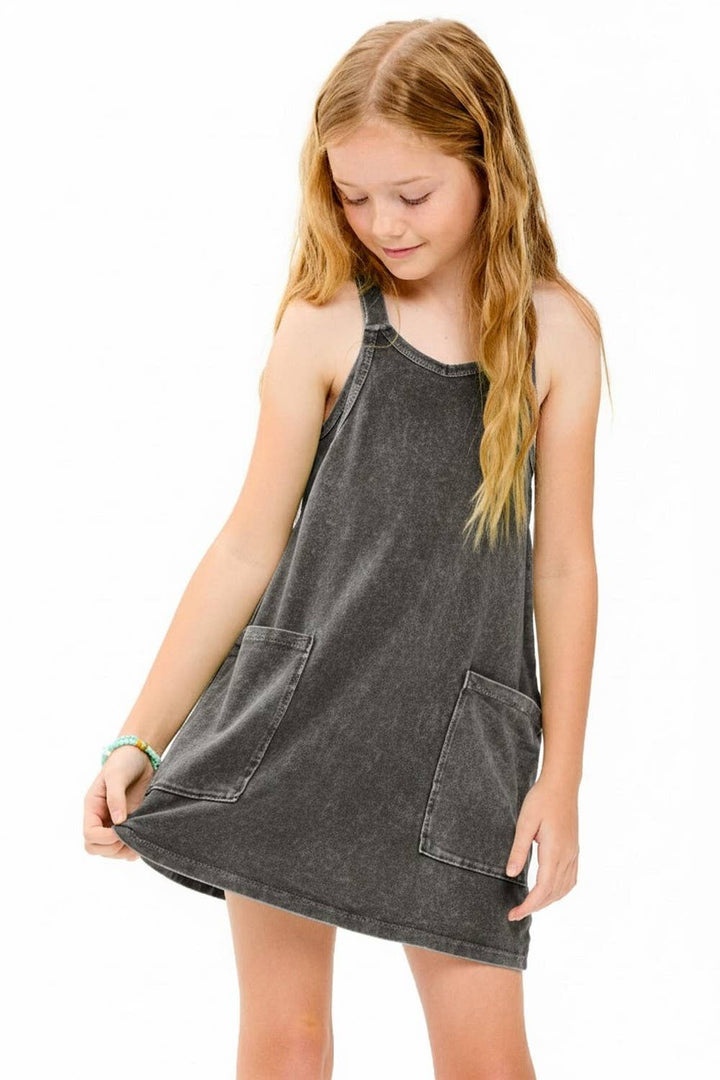 Mineral Washed Dress with Built-in Romper Lining
