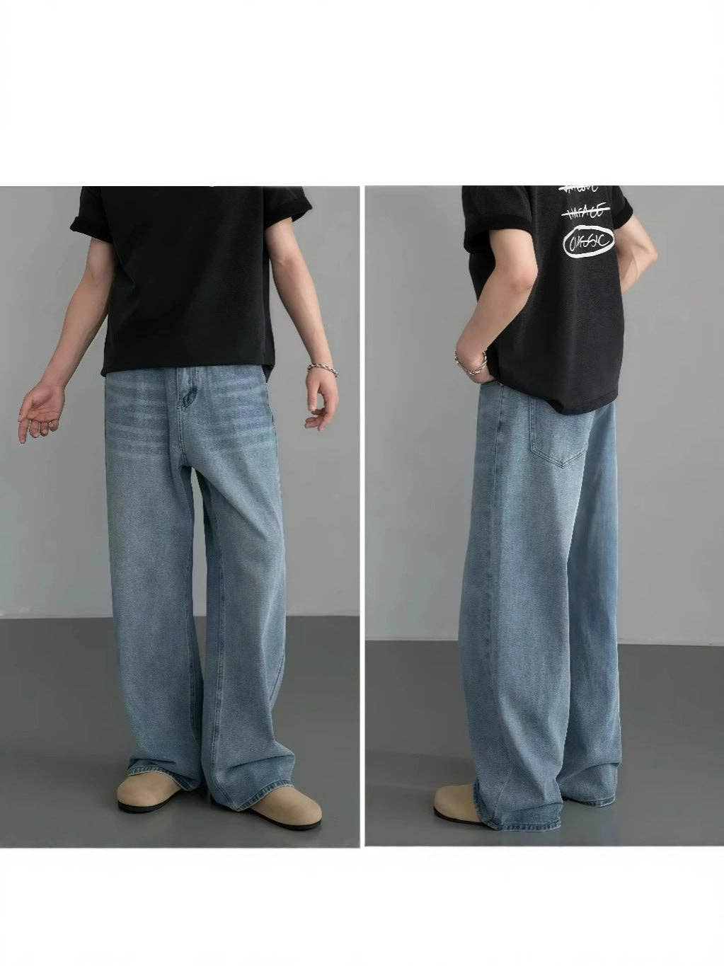 Vintage Wide-Leg Denim Pants for Men