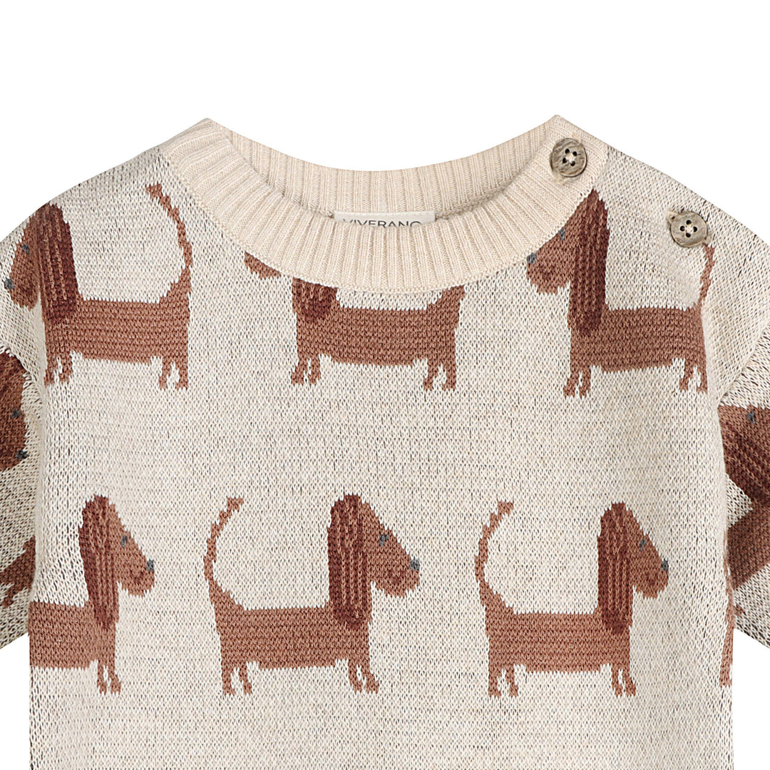Doxie Dog Jacquard Knit Baby Pullover (Organic Cotton)