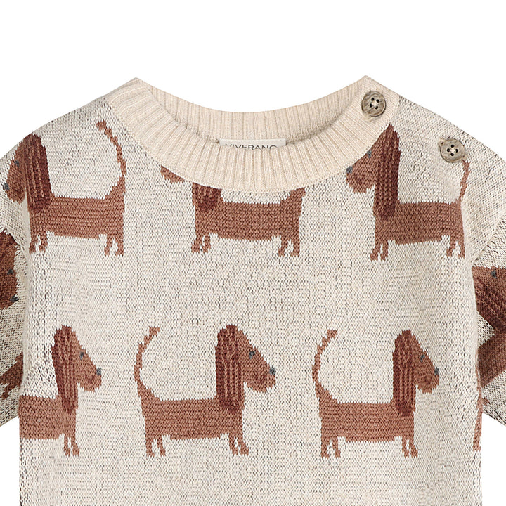 Doxie Dog Jacquard Knit Baby Pullover (Organic Cotton)