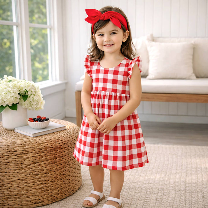Picnic Plaid Soft Bamboo Sleeveless Baby Shortall Romper