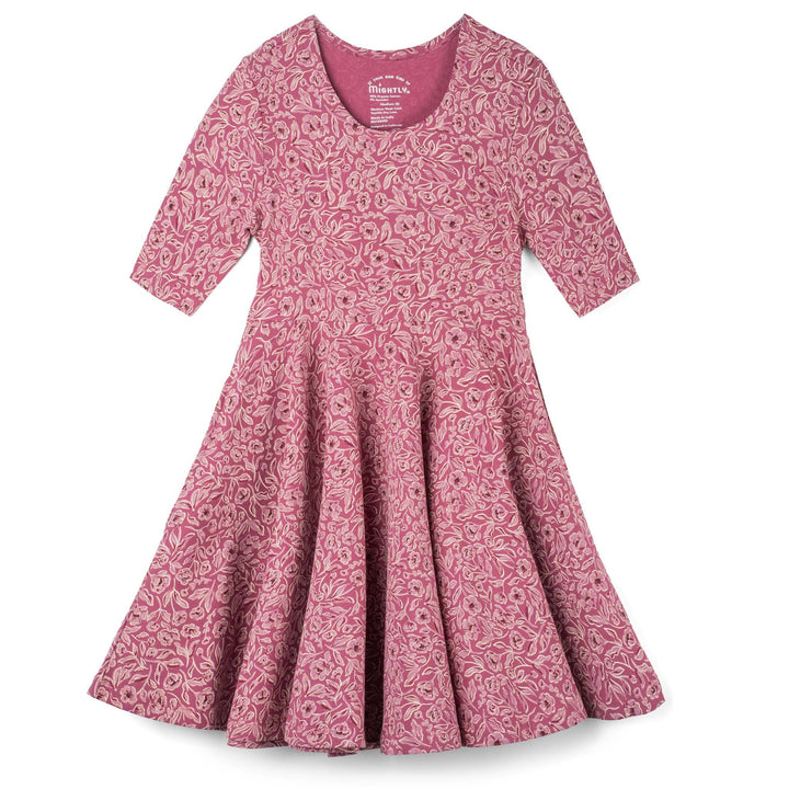 Girls Organic Cotton Short Sleeve Twirl Dress: Rose Cottage