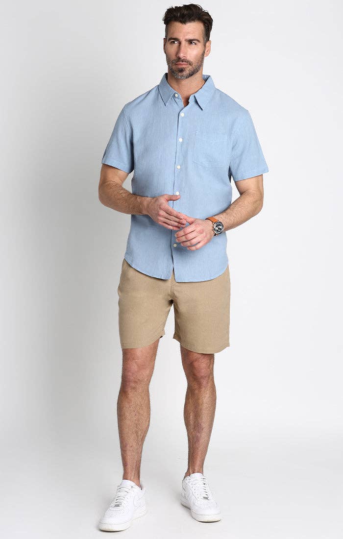 Cotton Linen Blend Short Sleeve Shirt