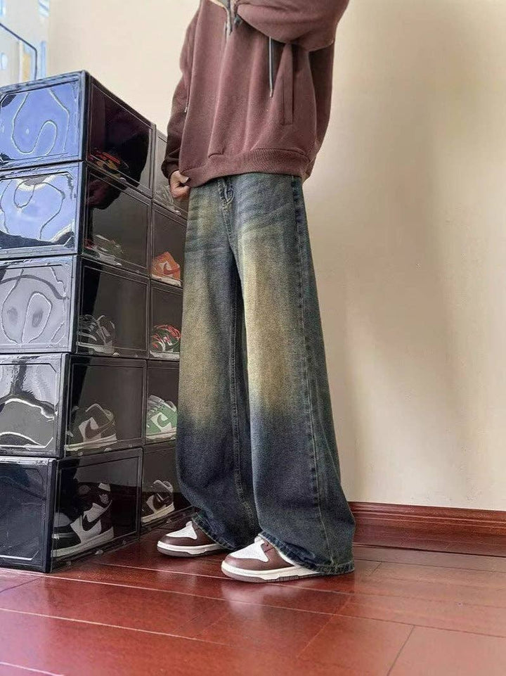Vintage Wide-Leg Denim Pants for Men