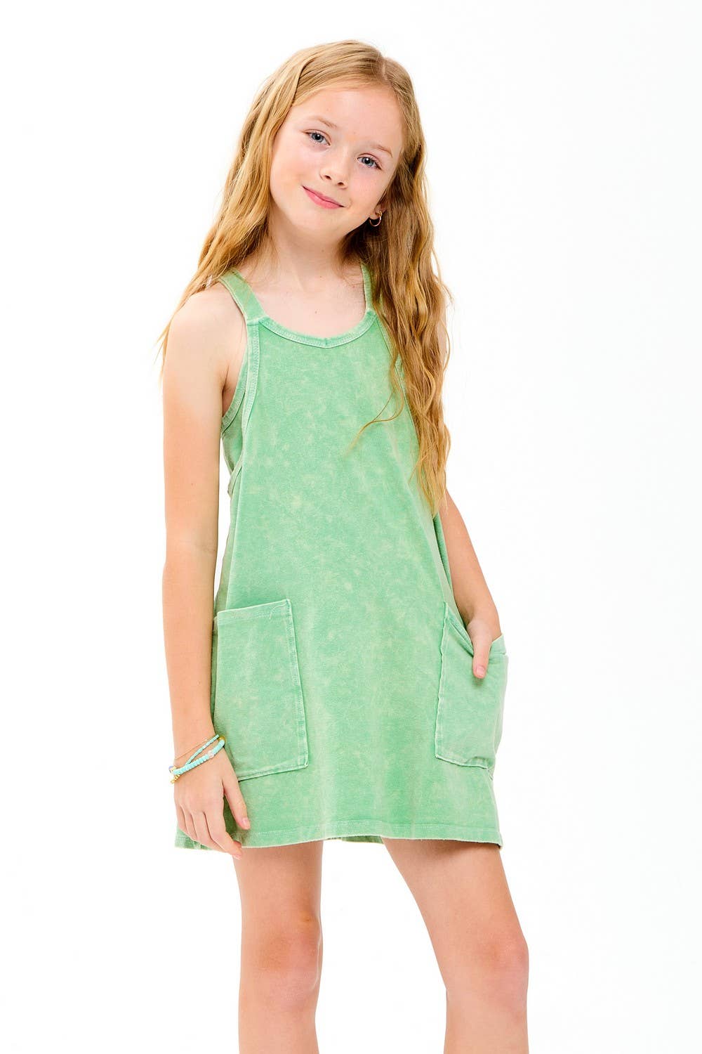 Mineral Washed Dress with Built-in Romper Lining